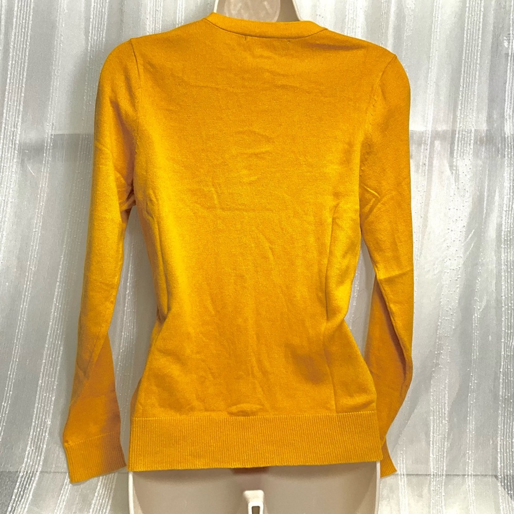 New York & Company Mustard Button-Up Cardigan - Picture 2 of 8